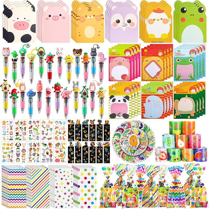 24 Pack Party Favors Classroom Gifts Set with Classic Animal ＆Fruit Designs for Teens, Easter Goodie Bags with Multicolor Pen for Birthday Stuffers Rewards Prizes Party Favors