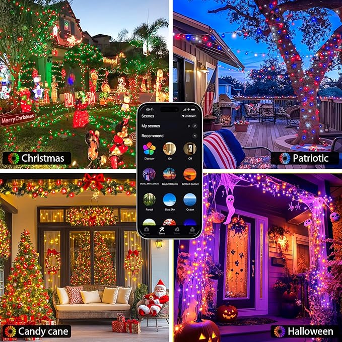 JMEXSUSS Smart Color Changing Christmas Lights, 173ft 500 LED RGB Christmas String Lights with Remote & APP, Waterproof Christmas Tree Lights for Indoor Outdoor Xmas Tree Party House Decoration