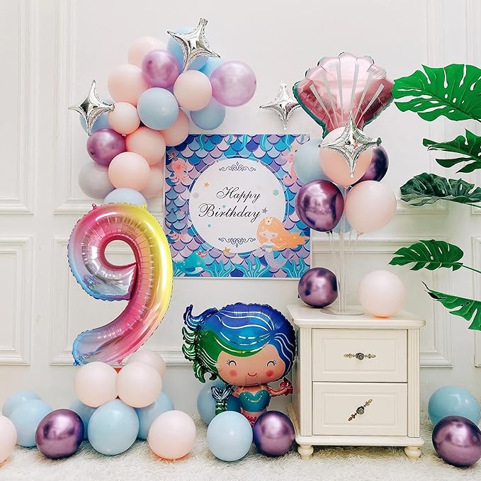 40 Inch Number Balloons 0-9 Rainbow Gradient Large Number 9 Balloons, Digital Balloons for Birthday Party Celebration Decorations, Helium Foil Number Balloons for Wedding Anniversary