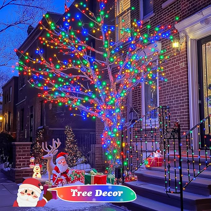 JMEXSUSS 500 LED Christmas String Lights Outdoor, 173ft 8 Modes Multicolor Christmas Lights Plug in, Waterproof Green Wire LED Christmas Tree Lights for Indoor Tree Xmas Decor