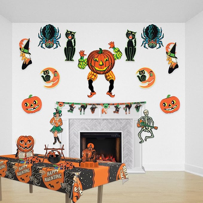 Beistle 8 Piece Retro Vintage Paper Halloween Decoration Cut Outs