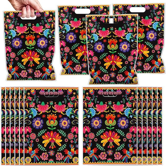 Falueqg Fiesta Party Favor Bags - 50 Pcs Mexican Themed Goodie Candy Gift Bags Cinco De Mayo Party Favors for Taco Night Festive Mexico Theme Birthday Baby Shower Decorations