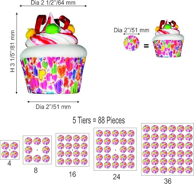 AMT Acrylic Cupcake Stand | Clear Acrylic Cupcake Stand for 88 Cupcakes | 5 Tiers Cupcake Stand | Perfect for a Wedding Shower, Birthday Party, Baby Shower. (1 pc/Box) (Square - 5 Tiers)