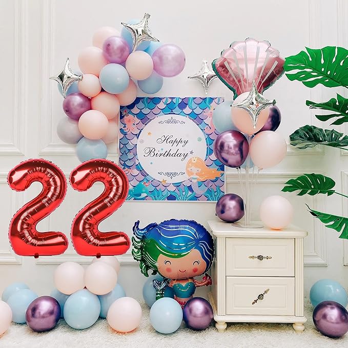 40 inch Number Balloon 0-9 Red Large Number 22 Balloons,Digital Balloons for Birthday Party Celebration Decorations Supplies, Helium Foil Number Balloons for Wedding Anniversary