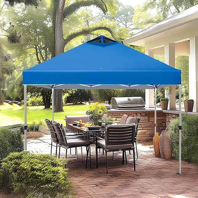MFSTUDIO 10x10 Pop Up Canopy Tent, Gazebo Shelter Sun Shade Canopies Waterproof Patio Portable Popup Screened Tents for Beach,Parties,Camping,Blue