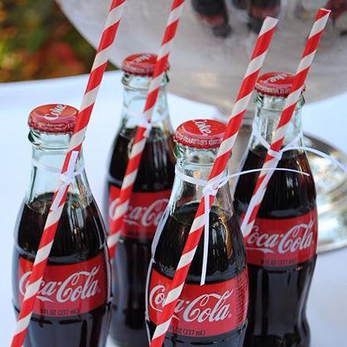 50 Christmas Paper Straws - Red White and Green - Stripe - 50 Pack Outside the Box Papers Brand