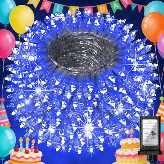 1500 LED 470FT Blue Birthday Party Decorations String Lights with 12 Modes Timer Dimmable, Waterproof Twinkle Christmas Lights Outdoor, Plug in Fairy Lights for Wedding, Ocean Party, Xmas Decor
