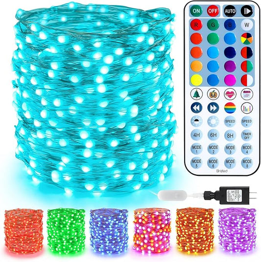 Brizled Color Changing Fairy Lights, 66ft 200 LED Easter Fairy Lights with Remote, Pastel Twinkle Light Dimmable Christmas Light Rainbow Xmas Lighting for Xmas Easter Halloween Party Wedding Tree Home