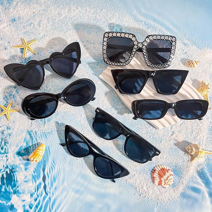 10 Pack Mixed Styles Trendy Retro Sunglasses for Women/Men Party Favors Sungasses Costume Accessories Eyewear Set