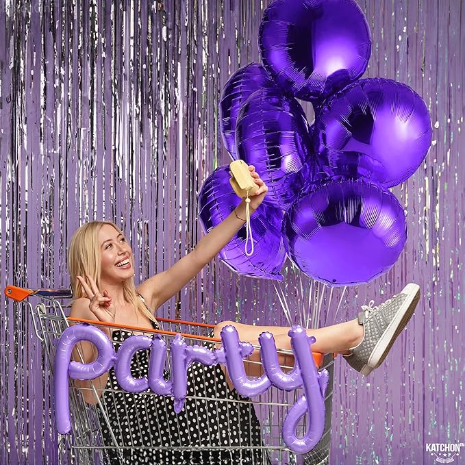Katchon, Metallic Purple Mylar Balloons - 18 Inch, Pack Of 6 | Purple Foil Balloons for Halloween Decorations | Foil Balloon for Graduation Decorations 2026 | Unicorn, Mermaid Party Decorations