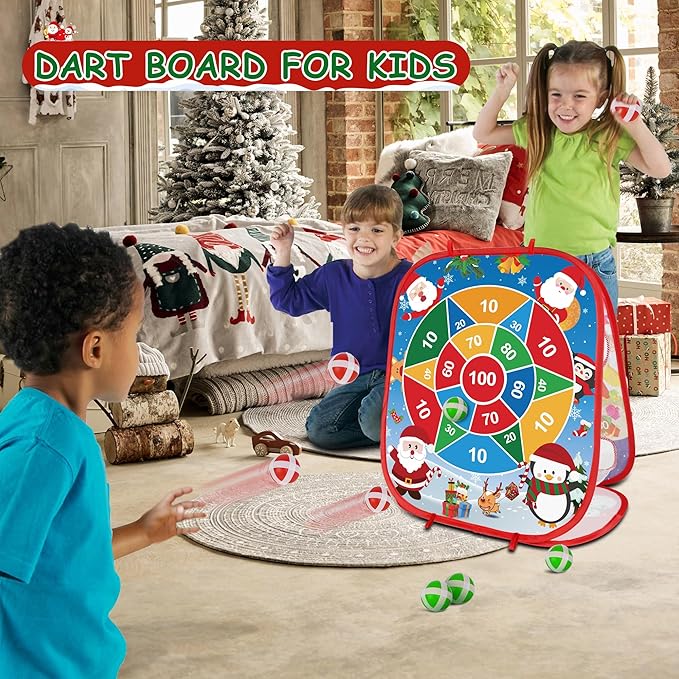 Christmas Bean Bag Toss Games for Kids Adults, Christmas Party Games for Families Outdoor Indoor Holiday Dart Board for Kids Carnival Games Toys Christ mas Party Favors Gifts for Boys Girls Yard Games