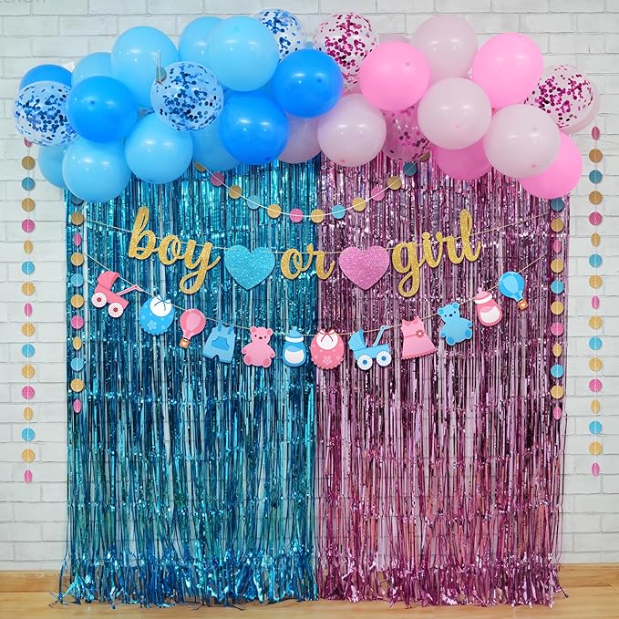 KatchOn, Gender Reveal Decorations Kit - Pack of 40, No DIY | Boy or Girl Gender Reveal Banner | Boy or Girl Baby Shower Decorations | Blue and Pink Gender Reveal Balloon Arch Kit | Boy or Girl Sign