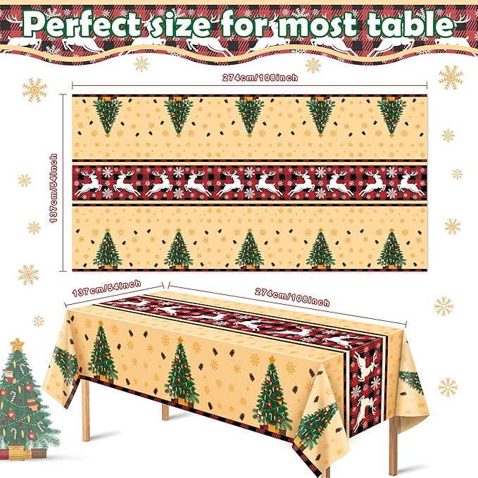 OHOME Christmas Party Decorations - Christmas Tablecloth | Xmas Decorations Party Favors Supplies for Door Table Decor Backdrop Banner Indoor Outdoor,2 Pack