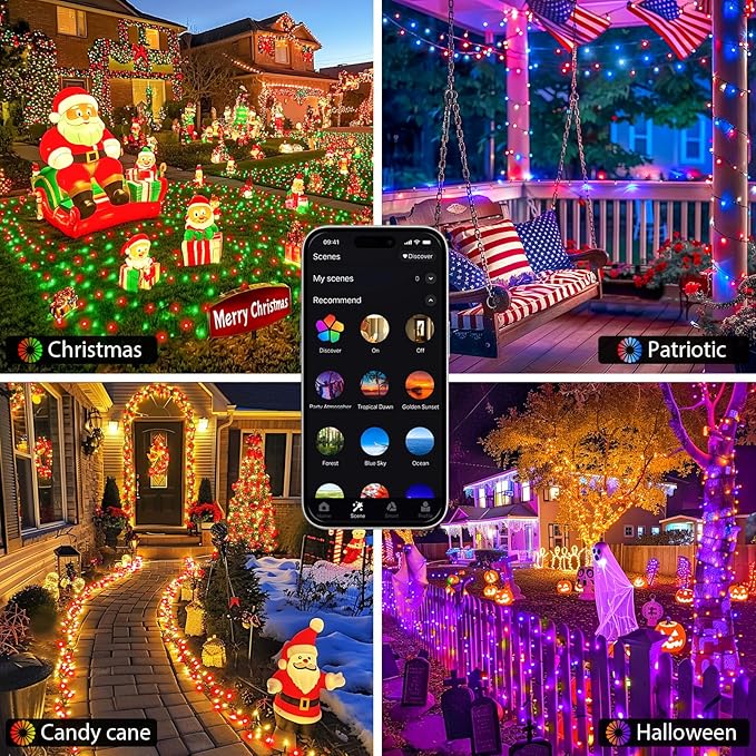 JMEXSUSS 800 LED Color Changing Christmas Lights Outdoor, 272ft 8 Modes Christmas String Lights Plug in, Waterproof Green Wire LED Christmas Tree Lights