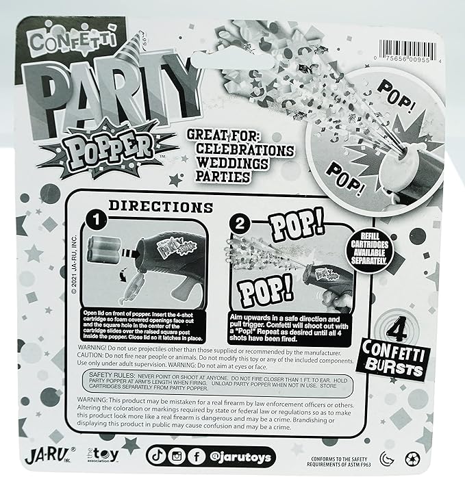 JA-RU Confetti Gun Refills (144 Pack, 24 Shots Each) For Party Poppers Confetti Shooters. Wedding Send Off Ideas, Gender Reveal Ideas, New Years Eve Party Supplies. 955-144s