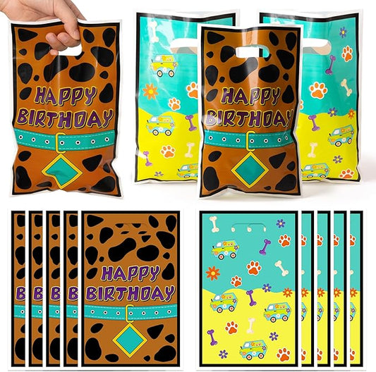 Dog Cartoon Party Favor Bags - 50PCS Dog Cartoon Paw Party Gift Bags for Kids Plastic Goodies Bag with Handles for Birthday Parties Supplies Baby Show Birthday Parties Treat Candy Bag