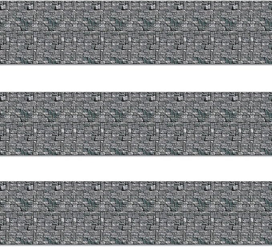 Beistle Stone Wall Backdrop 3-Count – Extra Large 4' x 30' Plastic Medieval Wall Decorations for Halloween Parties, Castle-Themed Events, Haunted Houses, Fantasy Photo Backgrounds