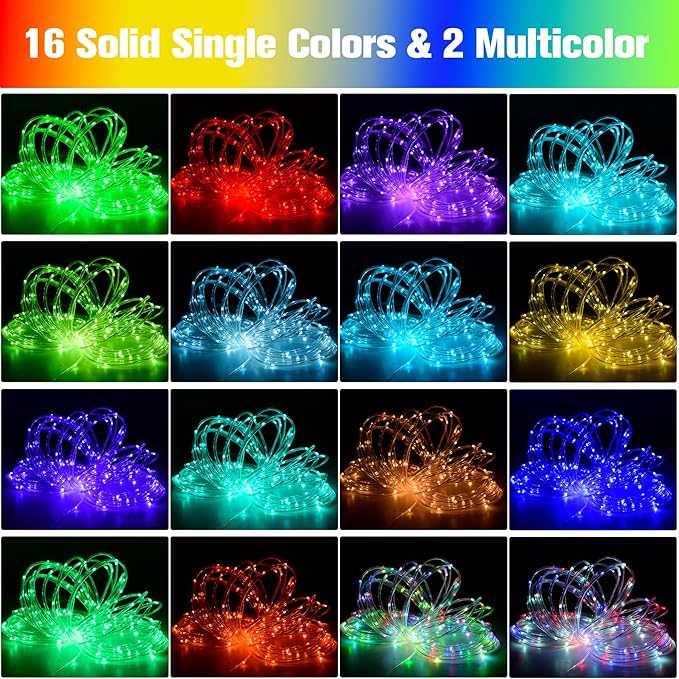 Nazuwke 200Ft Rope Lights Outdoor, 18 Colors Changing 610 LED String Lights Plug in with Remote, IP68 Waterproof Twinkle Fairy Light Rope Lighting Indoor for Bedroom Patio Christmas Halloween Decor