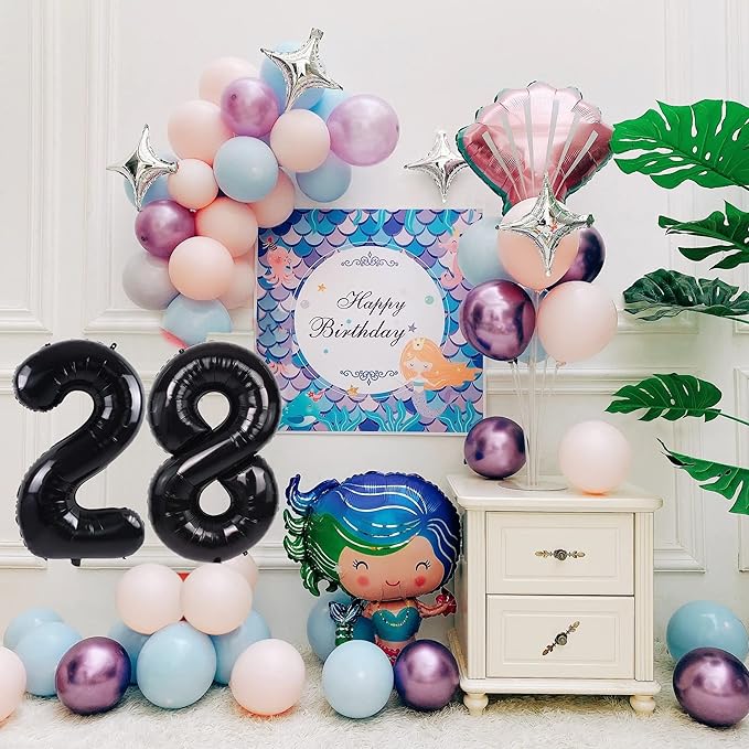 40 inch Number Balloon 0-9 Black Large Number 28 Balloons,Digital Balloons for Birthday Party Celebration Decorations Supplies, Helium Foil Number Balloons for Wedding Anniversary