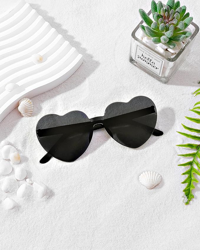 20 Pairs Heart Shaped Sunglasses Bulk, Colorful Rimless Fun Heart Sunglasses for Women Party Favors