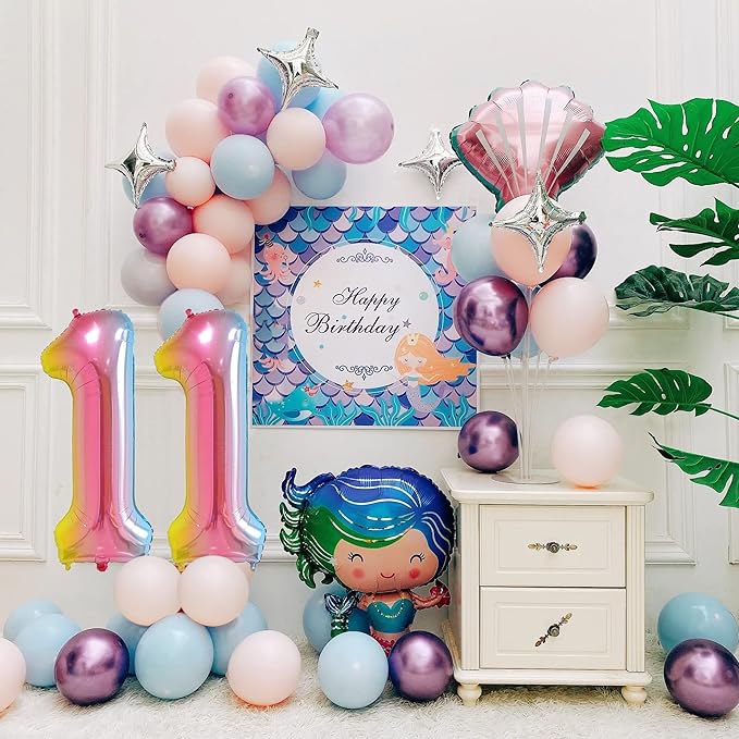 40 Inch Number Balloons 0-9 Rainbow Gradient Large Number 11 Balloons, Digital Balloons for Birthday Party Celebration Decorations, Helium Foil Number Balloons for Wedding Anniversary