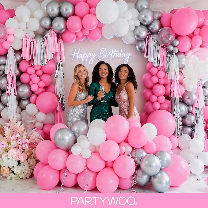 PartyWoo Pink Balloons 99pcs Different Sizes of 36 18 12 10 5 Inch Matte Pink Balloon Arch Kit for Baby Shower Gender Reveal Princess Bachelorette Engagement Birthday Party Decorations Pink-Y11