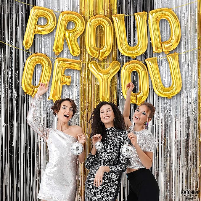 Gold Proud of You Balloons - 16 Inch, Mylar Foil Balloon Banner For Graduation Party Decorations, We Are So Proud Of You Balloon Banner For Graduation Decorations 2026, Graduation Party Decor, KatchOn