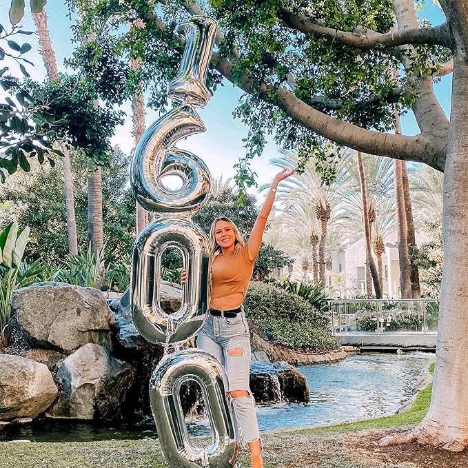 40 Inch Silver Foil Balloon Number 0, Giant Self Inflating Number Balloons 0-9 for Men Women, Digital 0 Helium Balloons Set for Girls Boys 4th Birthday Anniversary New Year Party Decorations Supplies
