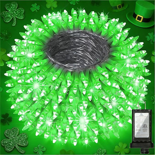 750 LED Christmas String Lights Outdoor, 240FT Twinkle Fairy Lights with Timer & Memory, 12 Modes Dimmable Waterproof St Patricks Day Decorations for House Patio Wedding Party Christmas, Green