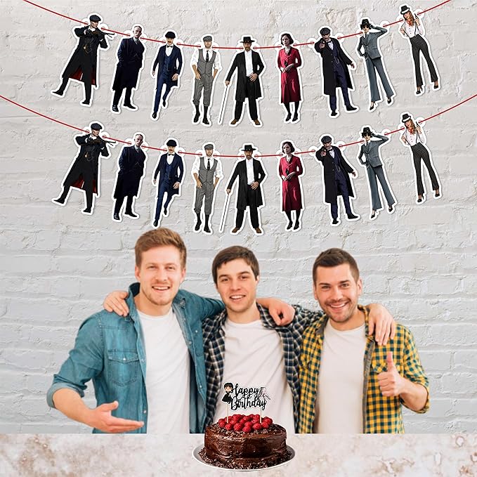 Peaky Blindrs Garland Decoration – Themed Party Banner for Birthday Celebrations, Decorative Garland for Dessert Tables, Room Décor, Photo Displays, Fan Events, and Special Occasions