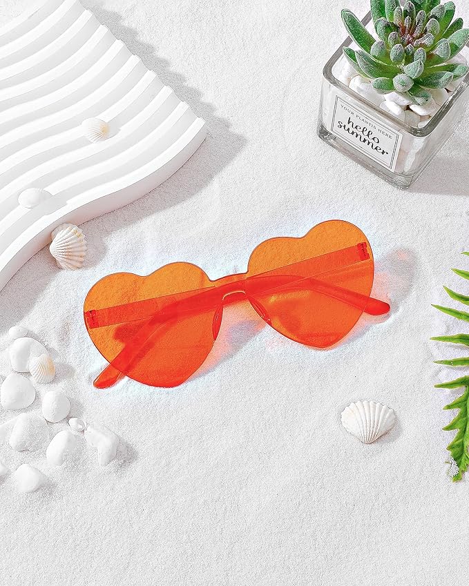 20 Pairs Heart Shaped Sunglasses Bulk, Colorful Rimless Fun Heart Sunglasses for Women Party Favors