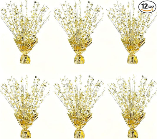 6 Pack Metallic Foil Spray Centerpiece Stars for Wedding, Birthday, Anniversary, Christmas Table Decor, Holiday Festival Baby Shower Graduation Mantle Party Decorations (Light Gold)