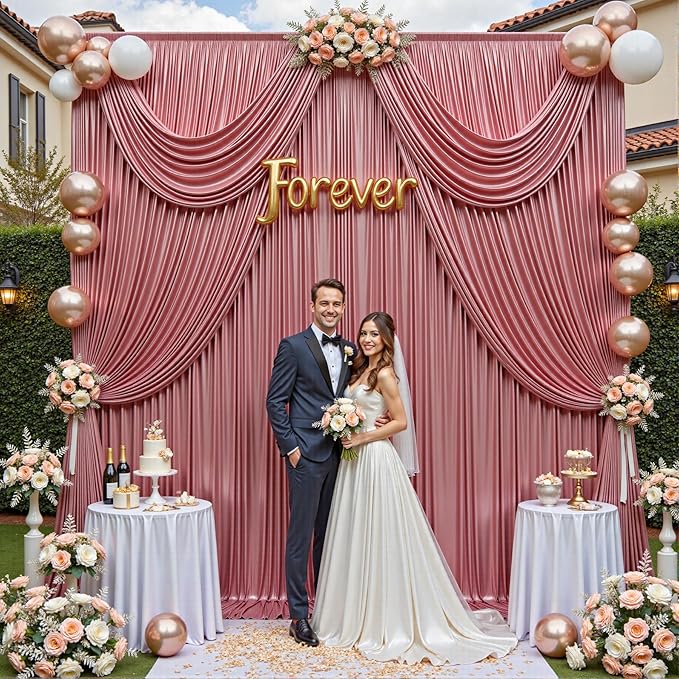 10x10ft Thick Rose Gold Glitter Backdrop Curtain Panels for Parties, Wrinkle Free Sequin Sparking Photo Backdrop Drapes, 2 Panels 5x10ft Shimmer Back Drop Cloth for Wedding Birthday Photography