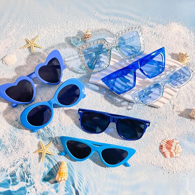10 Pack Mixed Styles Trendy Retro Sunglasses for Women/Men Party Favors Sungasses Costume Accessories Eyewear Set