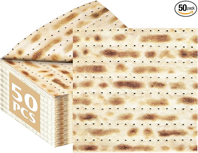 50Pcs Passover Decorations, 6.5" X 6.5" Seder Dinner Napkins, Disposable Passover Napkins, Seder Matzo Napkins Pesach Table Decorations for Jewish Festival Kitchen Table Party Supplies