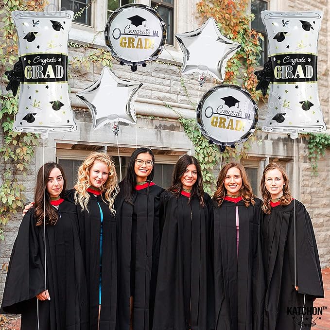 KatchOn, Huge Congrats Grad Balloon - Pack of 6, 28 Inch | Graduation Mylar Balloons, Kindergarten Graduation Party Decorations 2026 | Graduation Balloons Class of 2026, Graduation Photo Backdrop