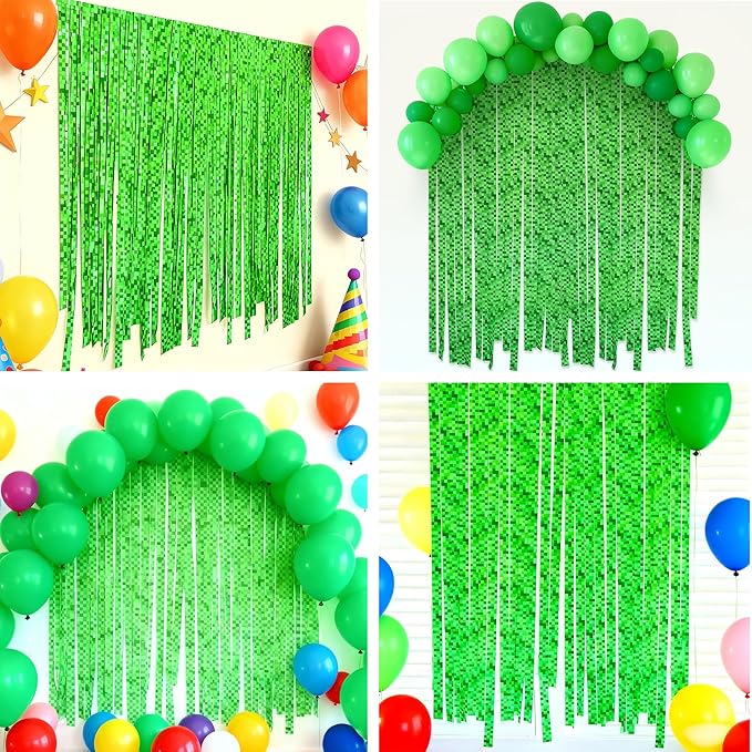 Green Crepe Paper Streamers Party Decorations 12 Rolls 984ft Green Pixel Miner Crepe Paper Streamers for Mining Gaming Theme Party Baby Shower Graduation Wedding DIY Backdrop 1.8 Inch x 82 Ft/Roll