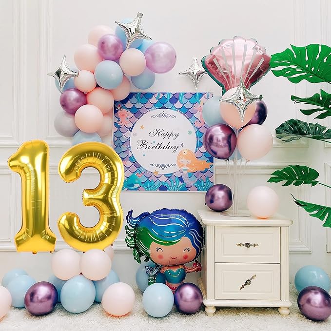 40 inch Number Balloon 0-9 Gold Large Number 13 Balloons, Digital Balloons for Birthday Party Celebration Decorations Supplies, Helium Foil Number Balloons for Wedding Anniversary