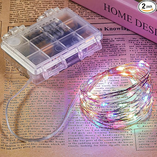 Ariceleo 2 Pack 65.6 Ft. Battery Operated Outdoor String Lights with Remote & Timer, LED Multi Color Fairy Lights, Waterproof Twinkle Lights for Bedroom, Dorm, Mason Jar, Wedding, Party, Christmas