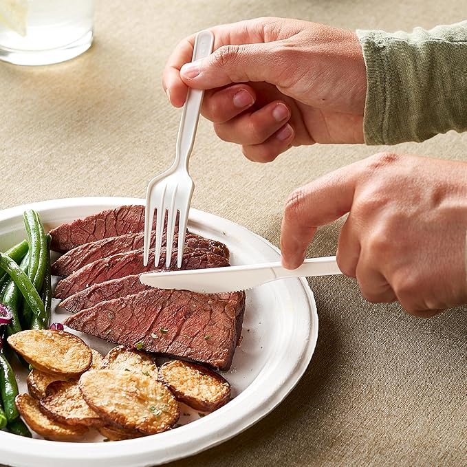 Elegant Disposables 100% Compostable PLA Forks Bulk Pack 400 Pcs Biodegradable Disposable Plastic Cutlery Utensils