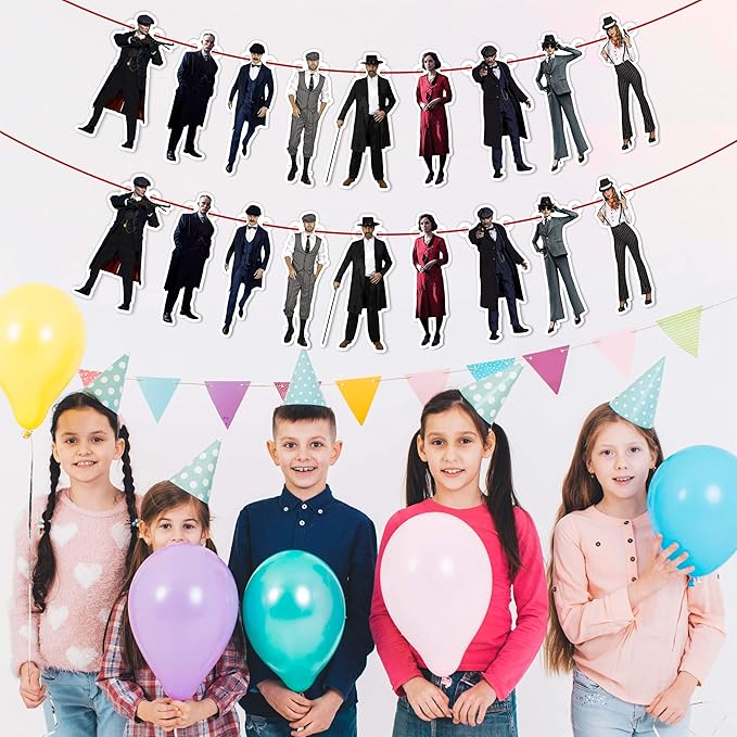 Peaky Blindrs Garland Decoration – Themed Party Banner for Birthday Celebrations, Decorative Garland for Dessert Tables, Room Décor, Photo Displays, Fan Events, and Special Occasions