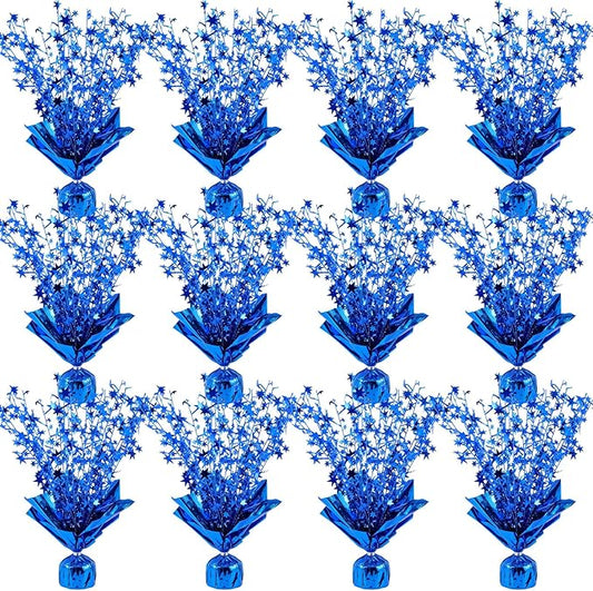 12 Pack Metallic Foil Spray Centerpiece Star Table Decoration Burst Table Centerpieces for Birthday Weddings Anniversaries Christmas New Year Holiday Party Supplies Decor (Blue)