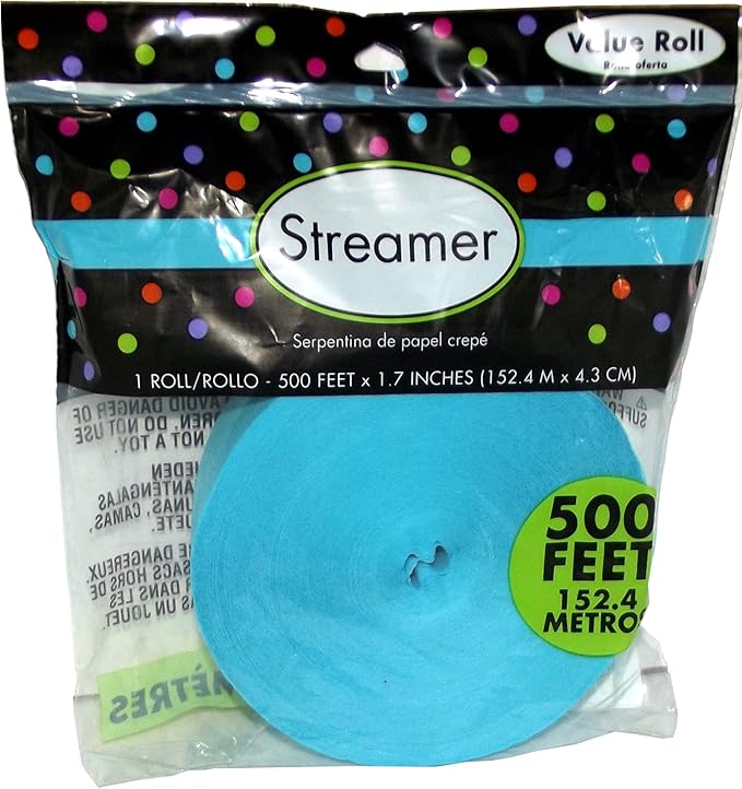 Vibrant Jumbo Carribean Blue Crepe Roll - 500 Feet (1 Piece) - Premium Quality, Perfect for Events & Parties