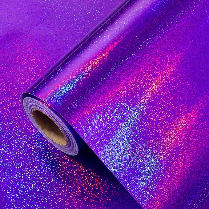 Burymento Purple Wrapping Paper Roll, Metallic Holographic Point Gift Wrap for Birthday, Valentines, Mothers day, Graduation, Wedding, Fathers day, Baby Shower, Christmas (17 IN x 32.8 FT)