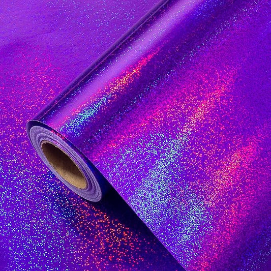 Burymento Purple Wrapping Paper Roll, Metallic Holographic Point Gift Wrap for Birthday, Valentines, Mothers day, Graduation, Wedding, Fathers day, Baby Shower, Christmas (17 IN x 32.8 FT)