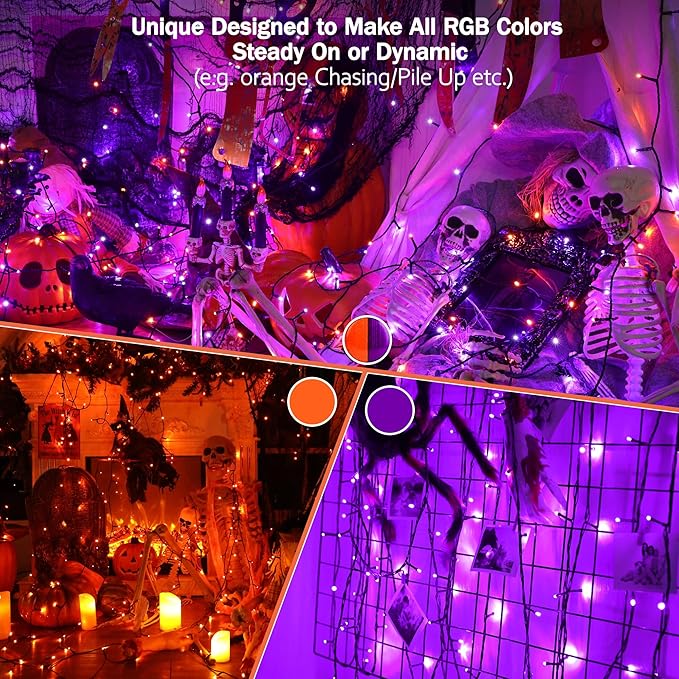 Brizled Color Changing RGB Christmas Lights, 66ft 200 LED Red White Blue String Lights Music Sync, 120+ Modes Remote Dimmable Outdoor Mini Tree Light Indoor Plugin for July 4th Xmas Halloween