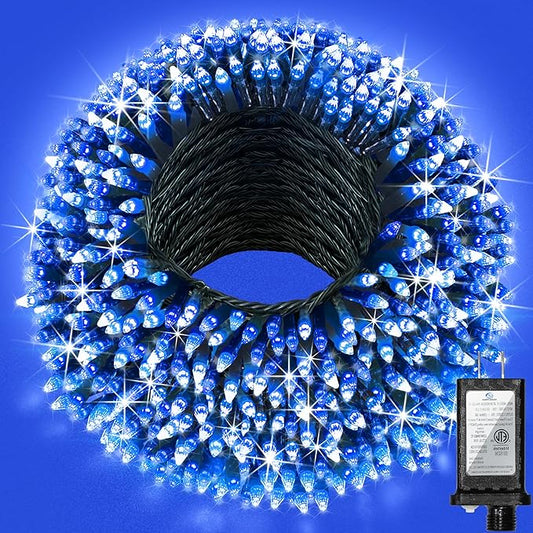240FT Christmas Lights Outdoor, 750 LED Christmas Tree Decoration Lights with 12 Modes & Timer Memory, Dimmable Plug in Waterproof LED Xmas Light for Yard Trees Wedding Party Holiday Blue