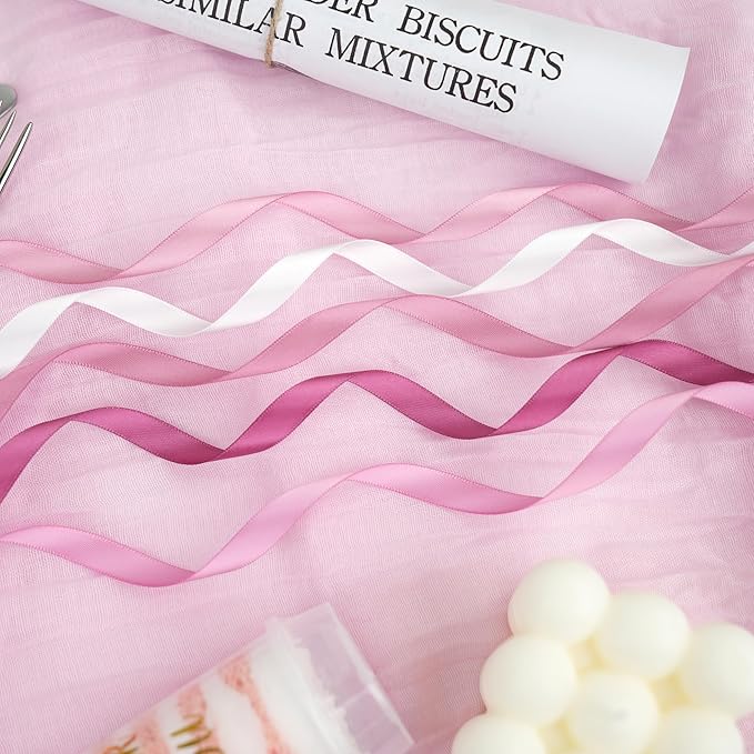 Dusty Rose Ribbon 3/8 Inch Satin Ribbon, 5 Rolls 50 Yards Dusty Pink Mauve Ribbon for Wedding, Baby Shower, Gift Wrapping, Invitation Cards, Hair Bows, Crafts