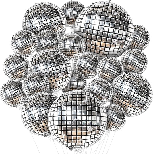 KatchOn, Silver Disco Ball Balloons - 32 Inch, Pack of 20 | Shiny Disco Ball for Disco Party Decorations | 4D Disco Balloons for Disco Bachelorette Party Decorations | Graduation Decorations 2026
