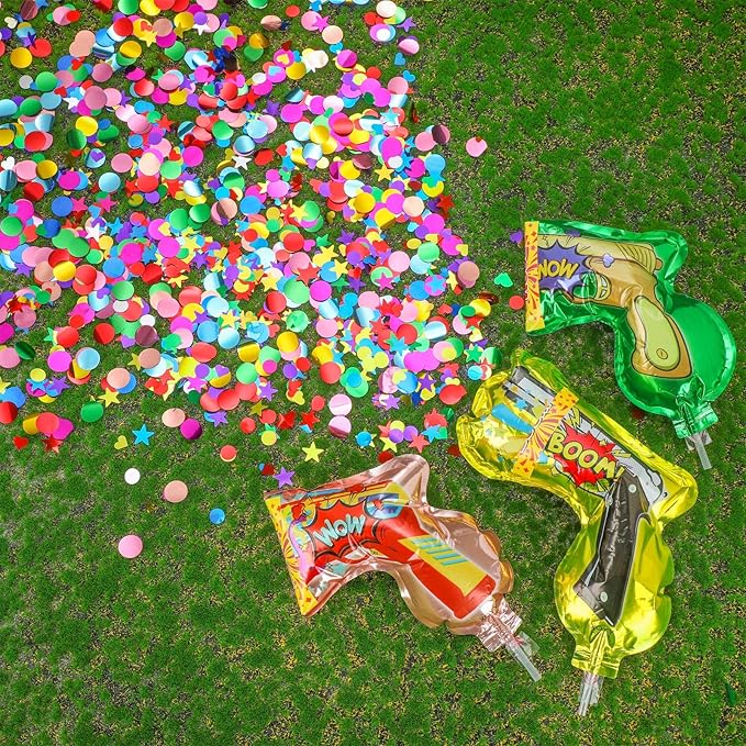 Hungdao 30 Pcs Fireworks Guns Handheld Confetti Poppers Happy New Year Wedding Birthday Graduation Baby Shower Anniversary Multicolor Inflatable Fireworks Gun Confetti Shooter for Party Supplies
